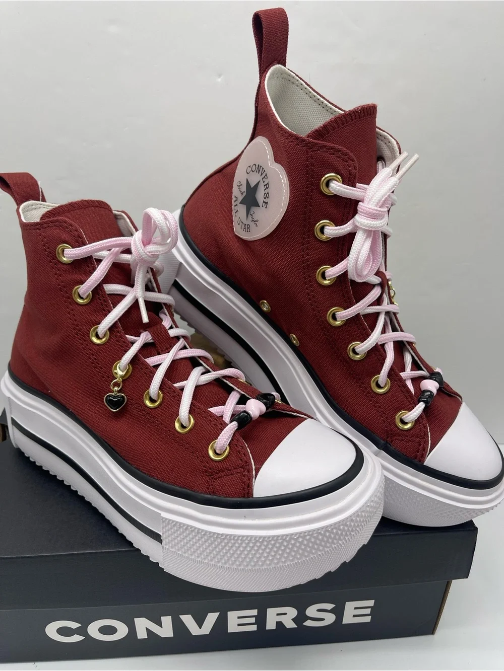 Converse CTAS LIFT DOUBLE STACK HI DEEP BORDEAU/SUGAR BERRY Platform Sneakers